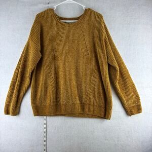 Serpentine Chenille Chunky Knit Sweater Size XL Gold Mustard Yellow Cozy Warm